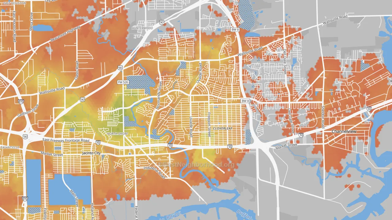 Bike Grade map of 77015, TX