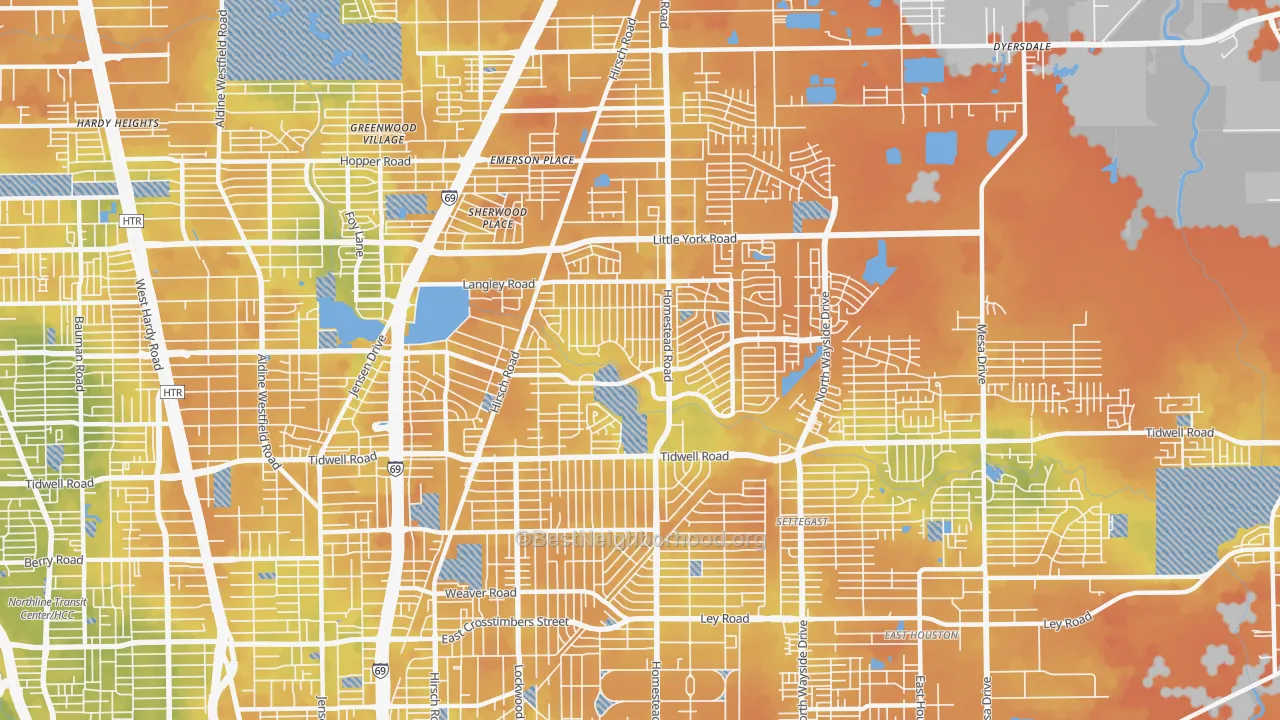 Bike Grade map of 77016, TX