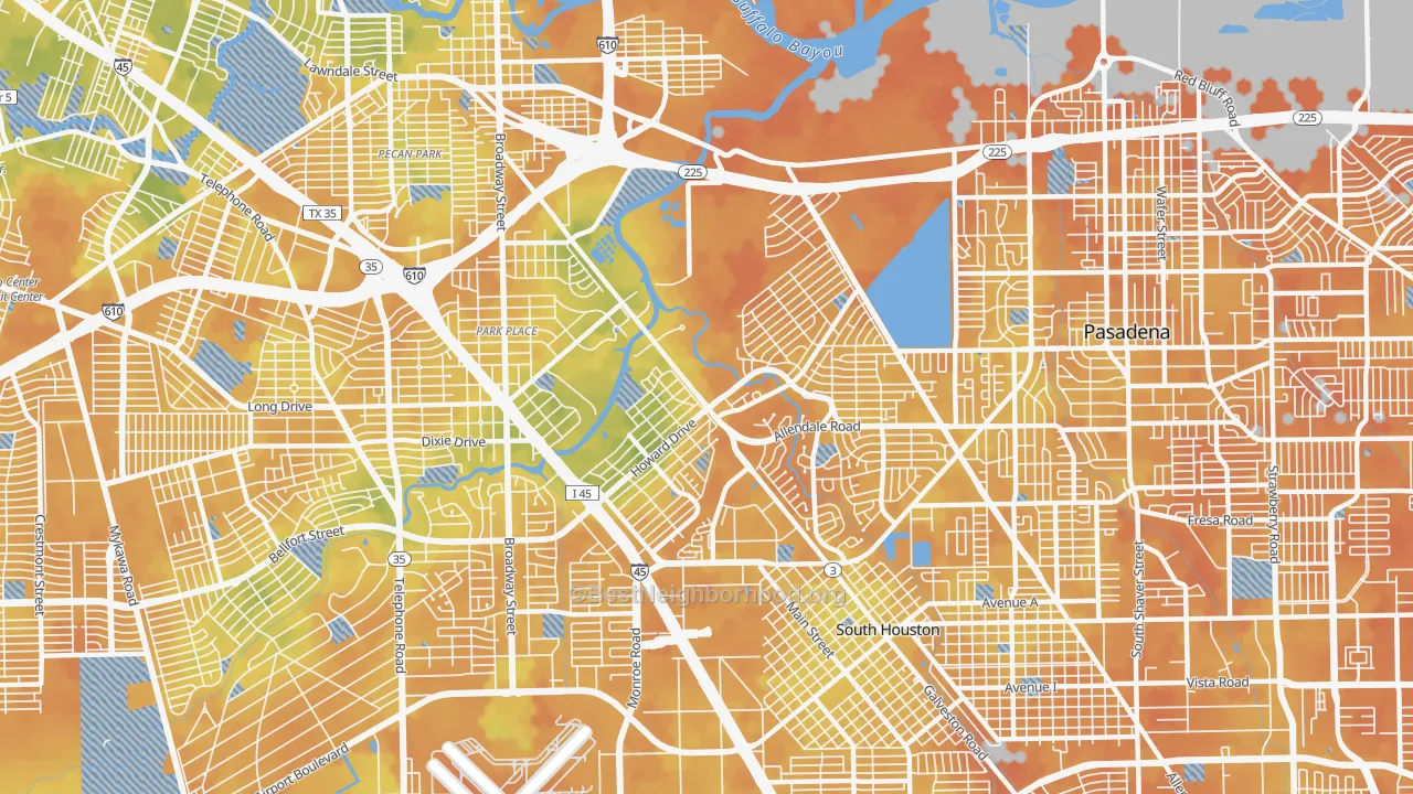Bike Grade map of 77017, TX