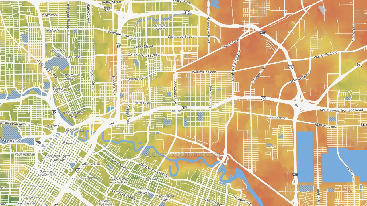 Bike Grade map of 77020, TX