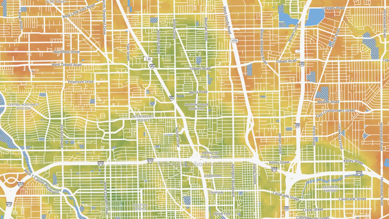 Bike Grade map of 77022, TX