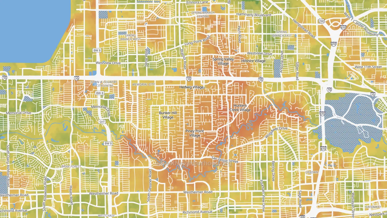 Bike Grade map of 77024, TX