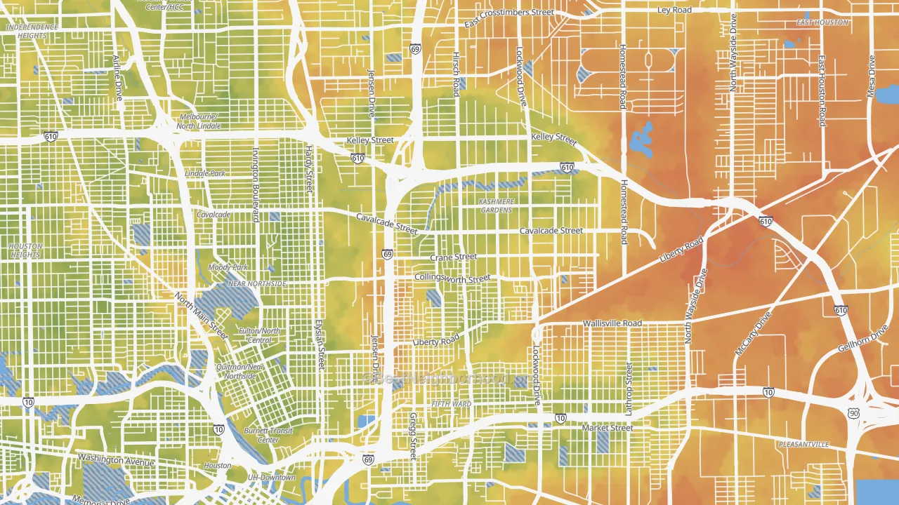 Bike Grade map of 77026, TX