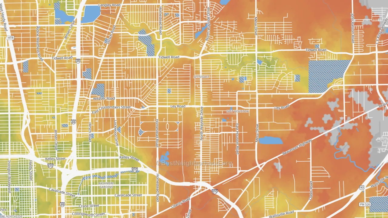 Bike Grade map of 77028, TX