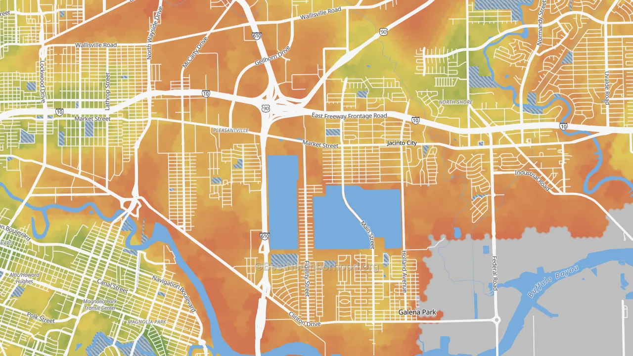 Bike Grade map of 77029, TX