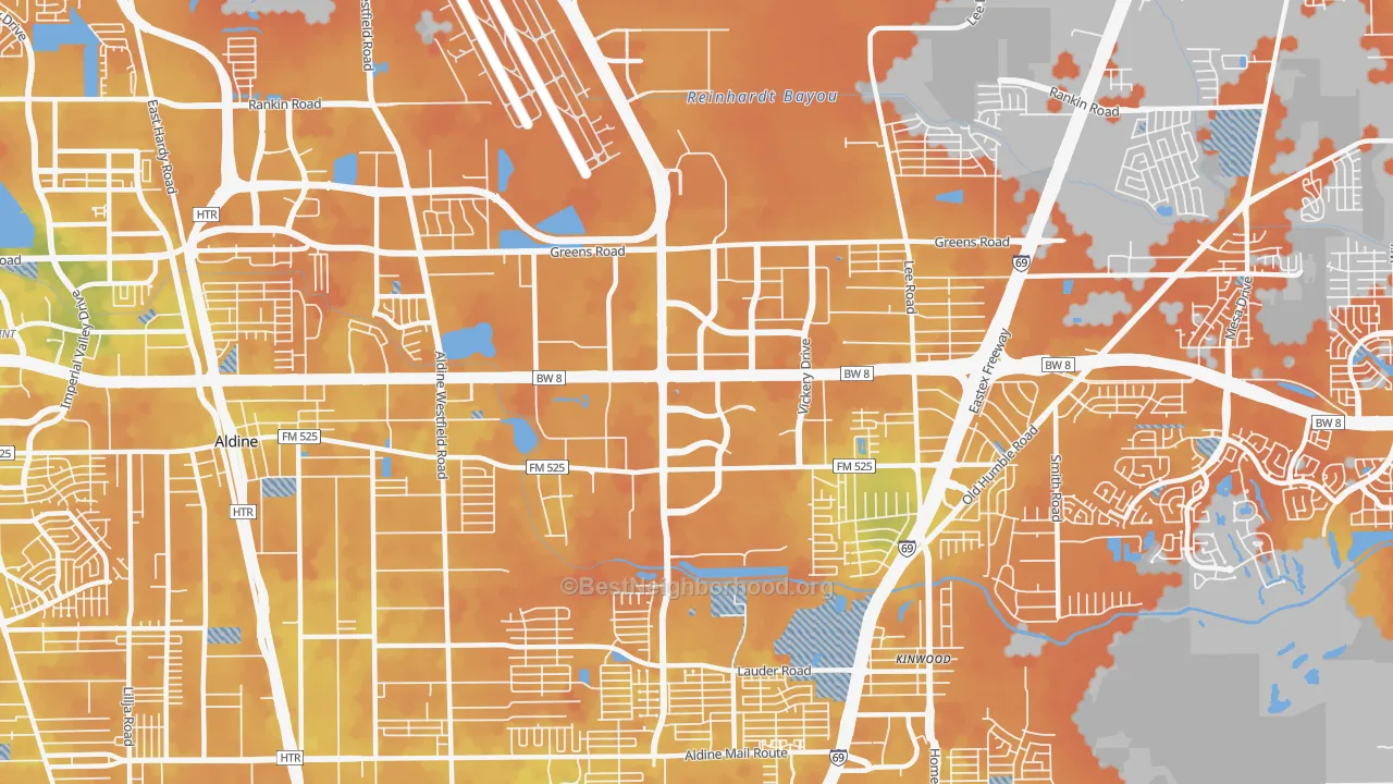 Bike Grade map of 77032, TX
