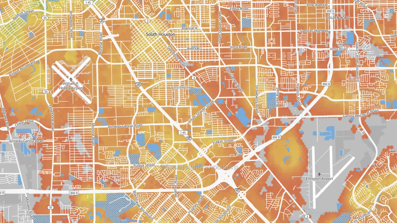 Bike Grade map of 77034, TX