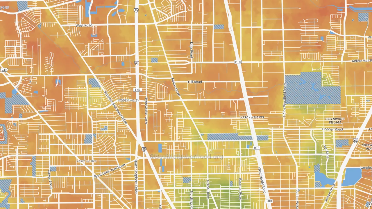 Bike Grade map of 77037, TX