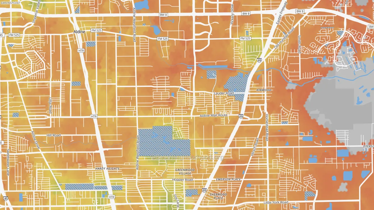 Bike Grade map of 77039, TX