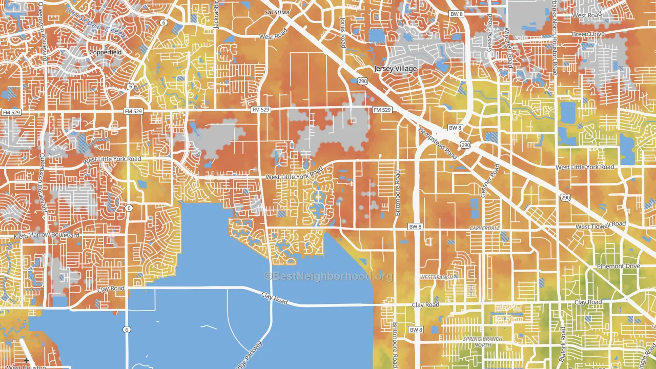 Bike Grade map of 77041, TX