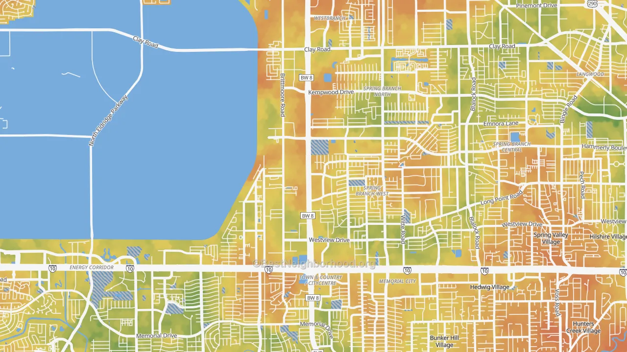 Bike Grade map of 77043, TX