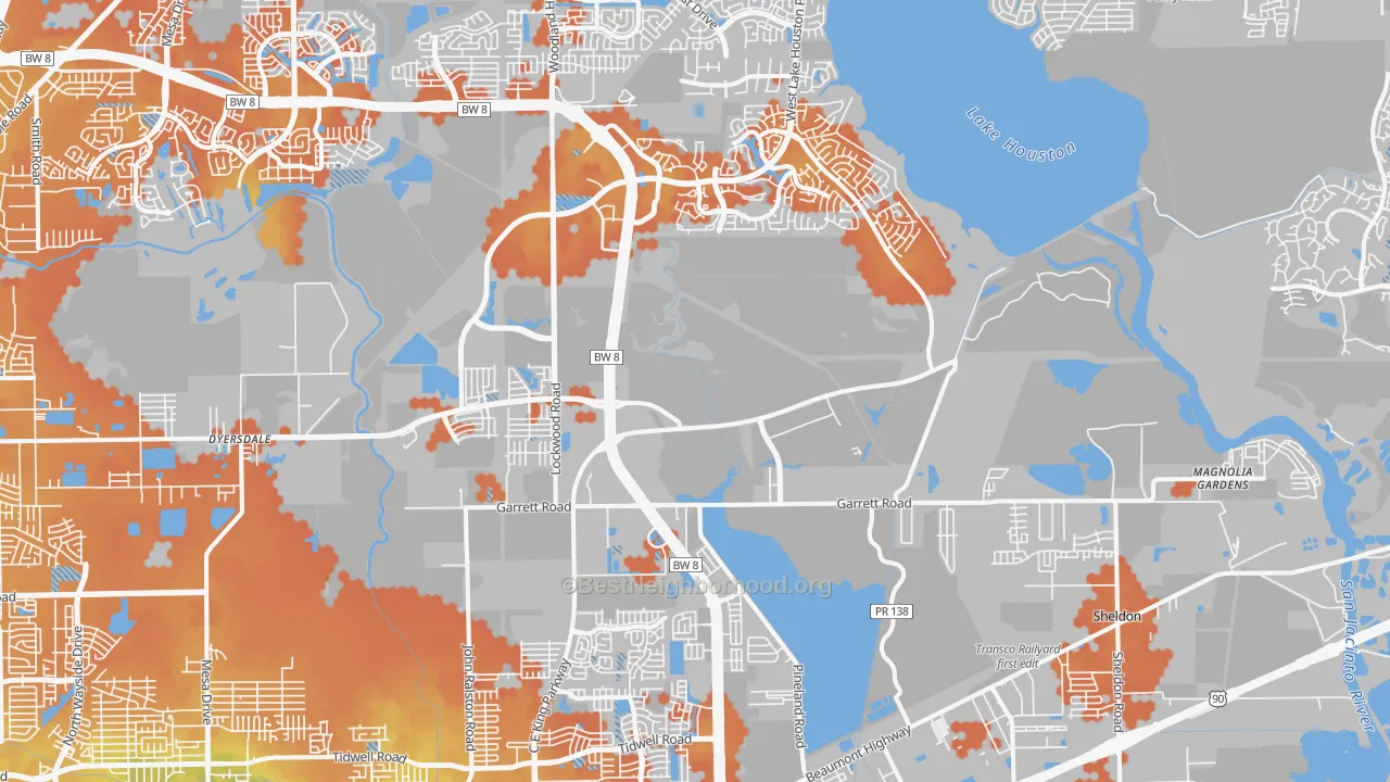 Bike Grade map of 77044, TX