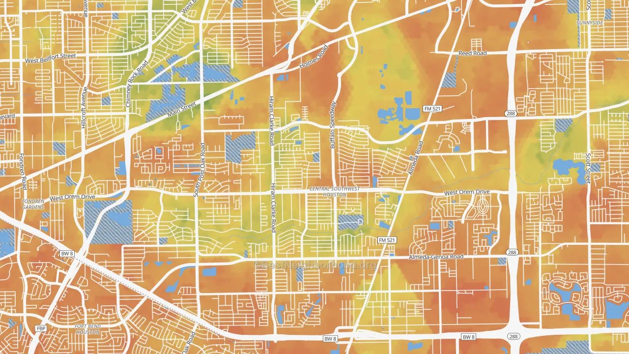 Bike Grade map of 77045, TX