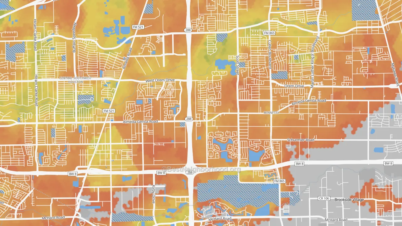 Bike Grade map of 77047, TX