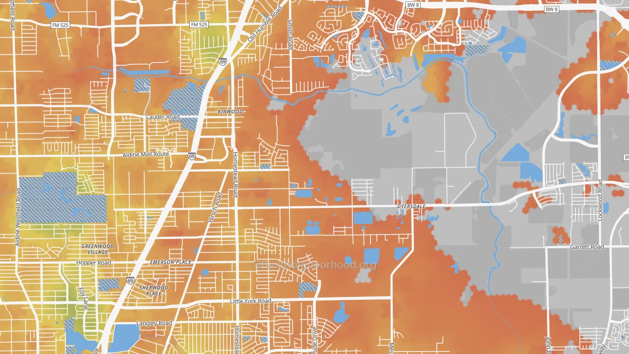 Bike Grade map of 77050, TX