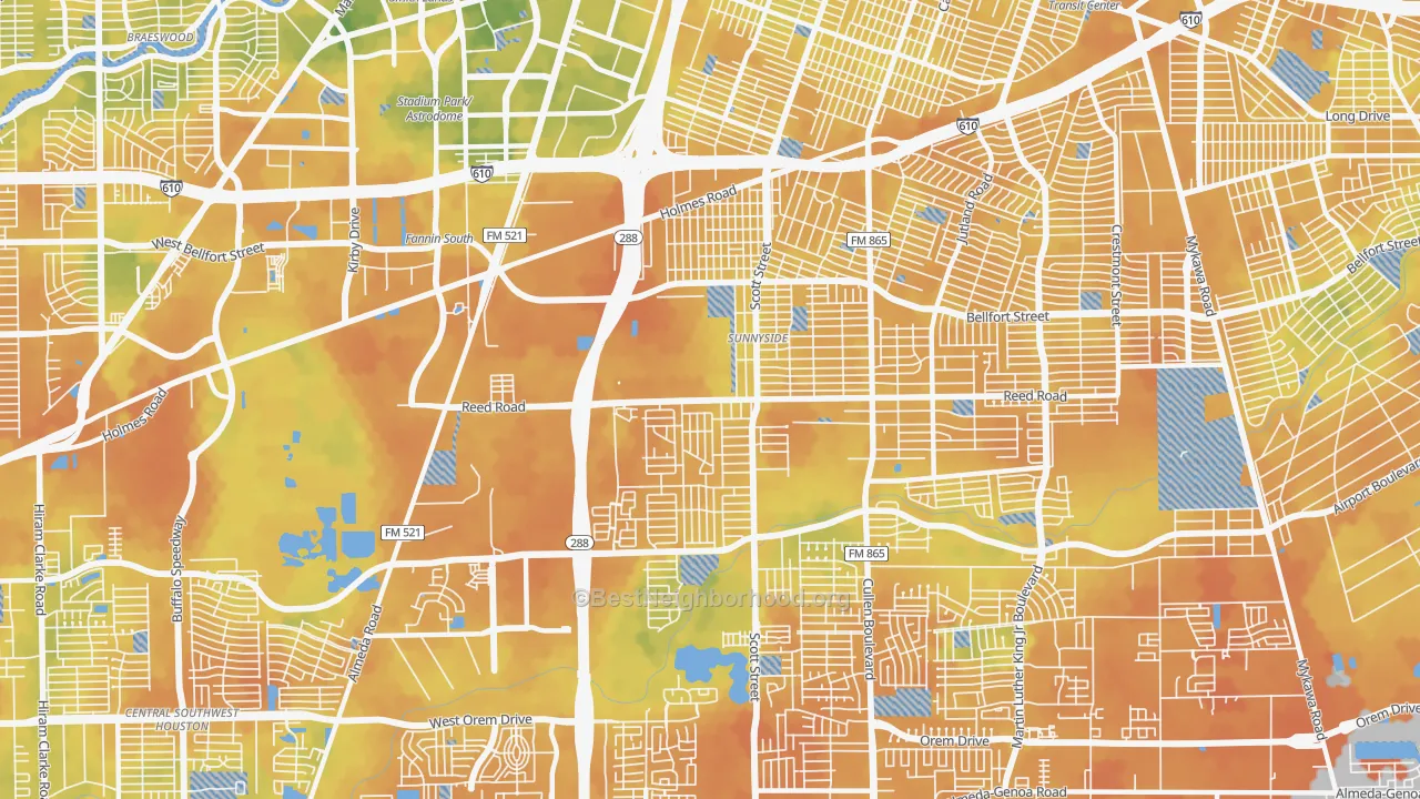 Bike Grade map of 77051, TX