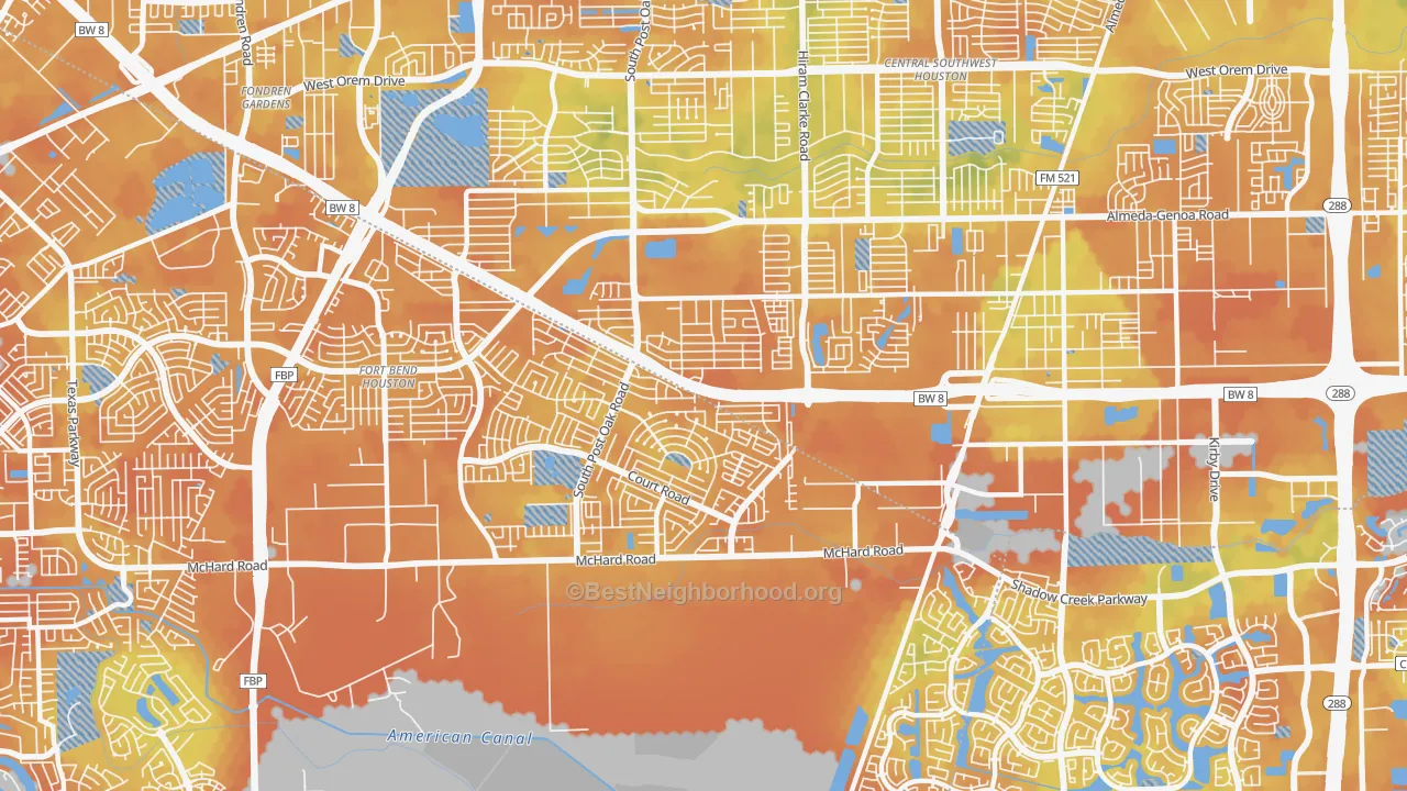 Bike Grade map of 77053, TX