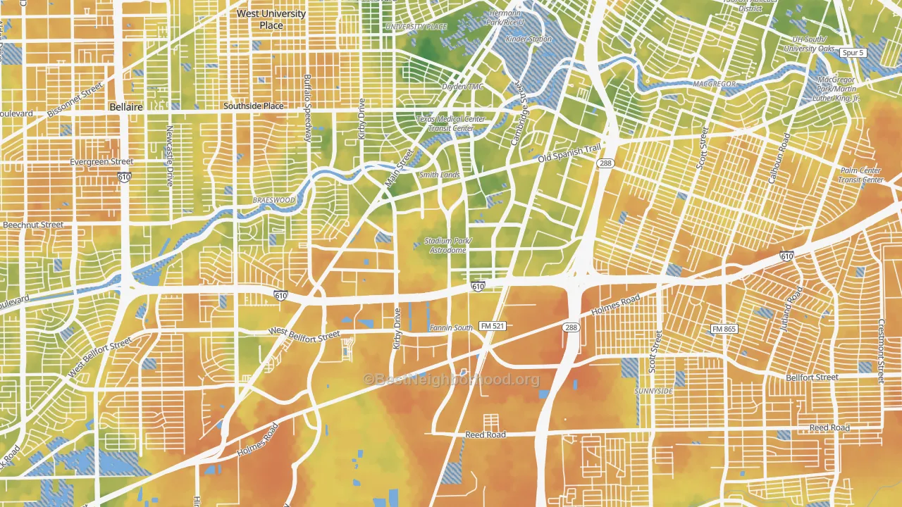 Bike Grade map of 77054, TX