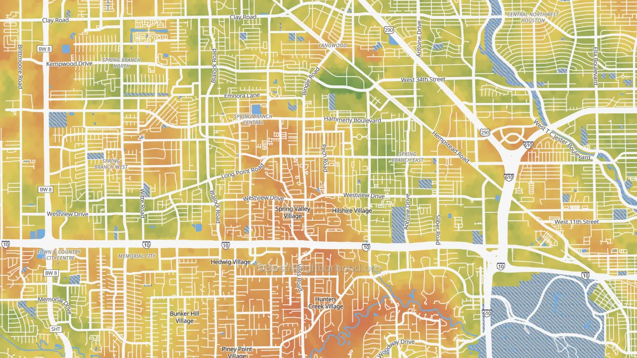 Bike Grade map of 77055, TX