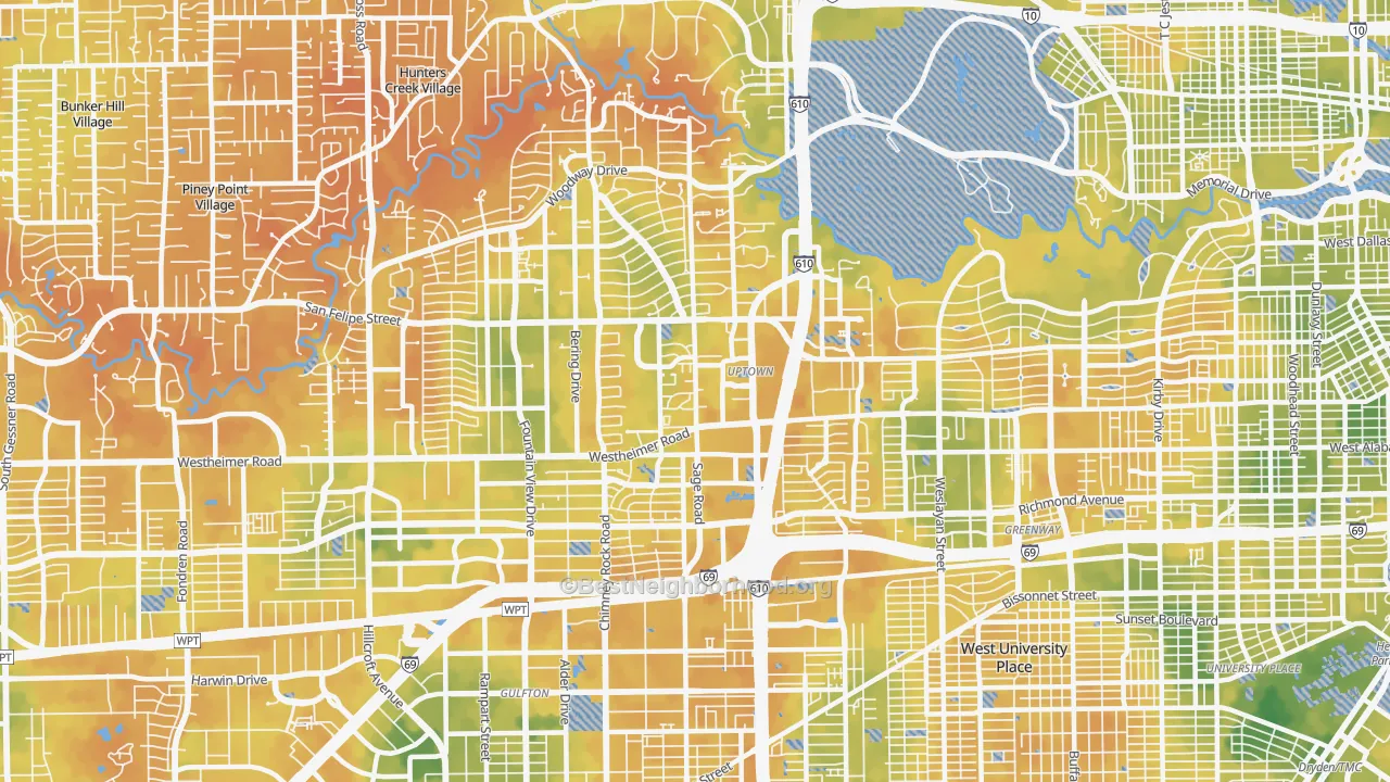 Bike Grade map of 77056, TX