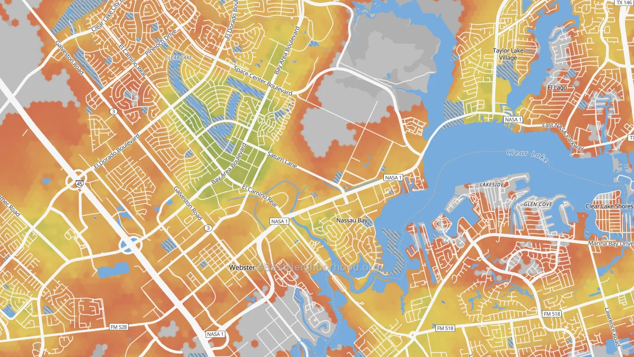 Bike Grade map of 77058, TX