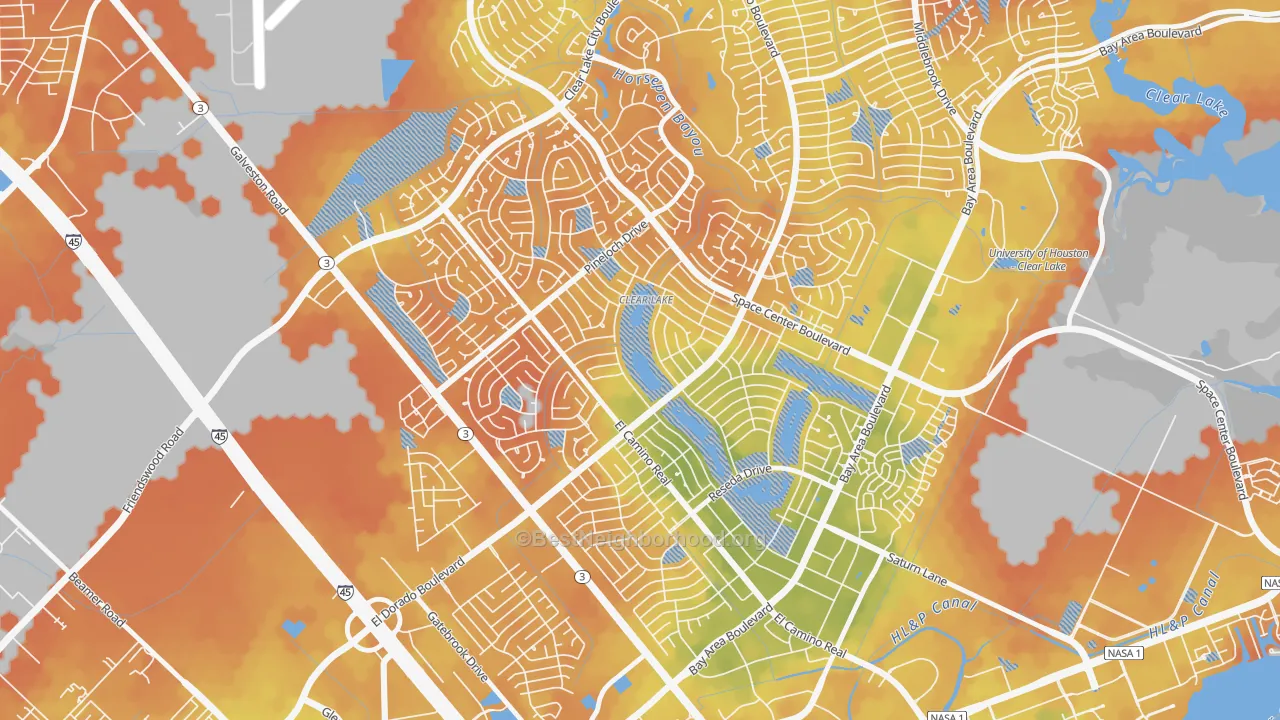 Bike Grade map of 77062, TX