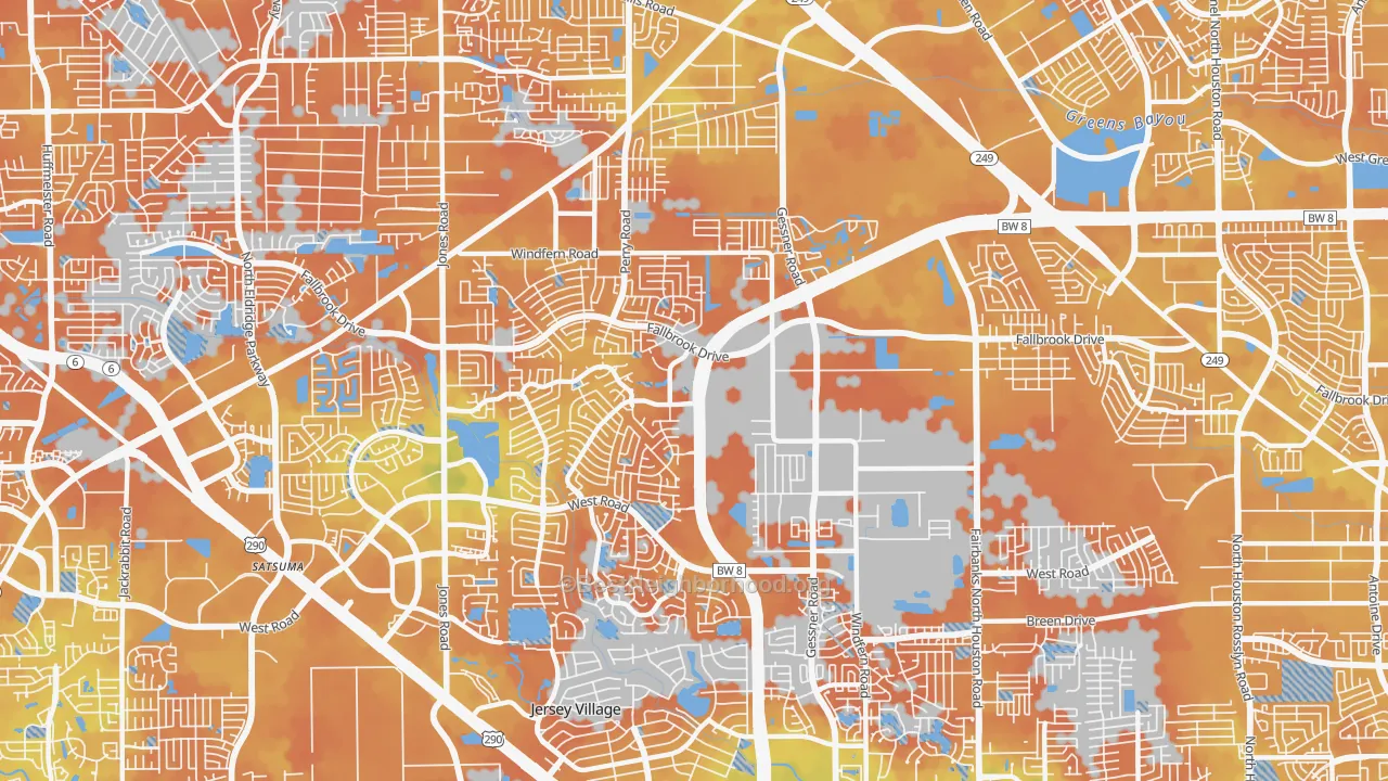 Bike Grade map of 77064, TX