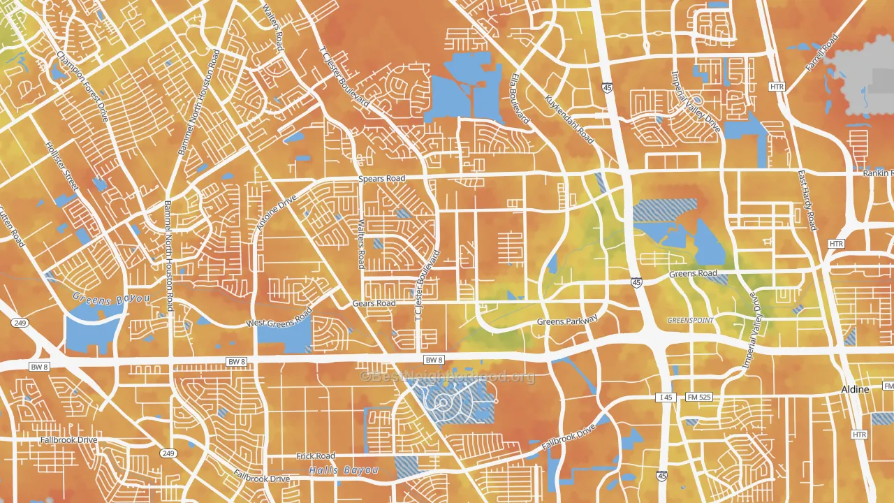 Bike Grade map of 77067, TX