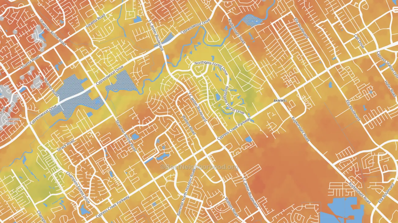 Bike Grade map of 77068, TX