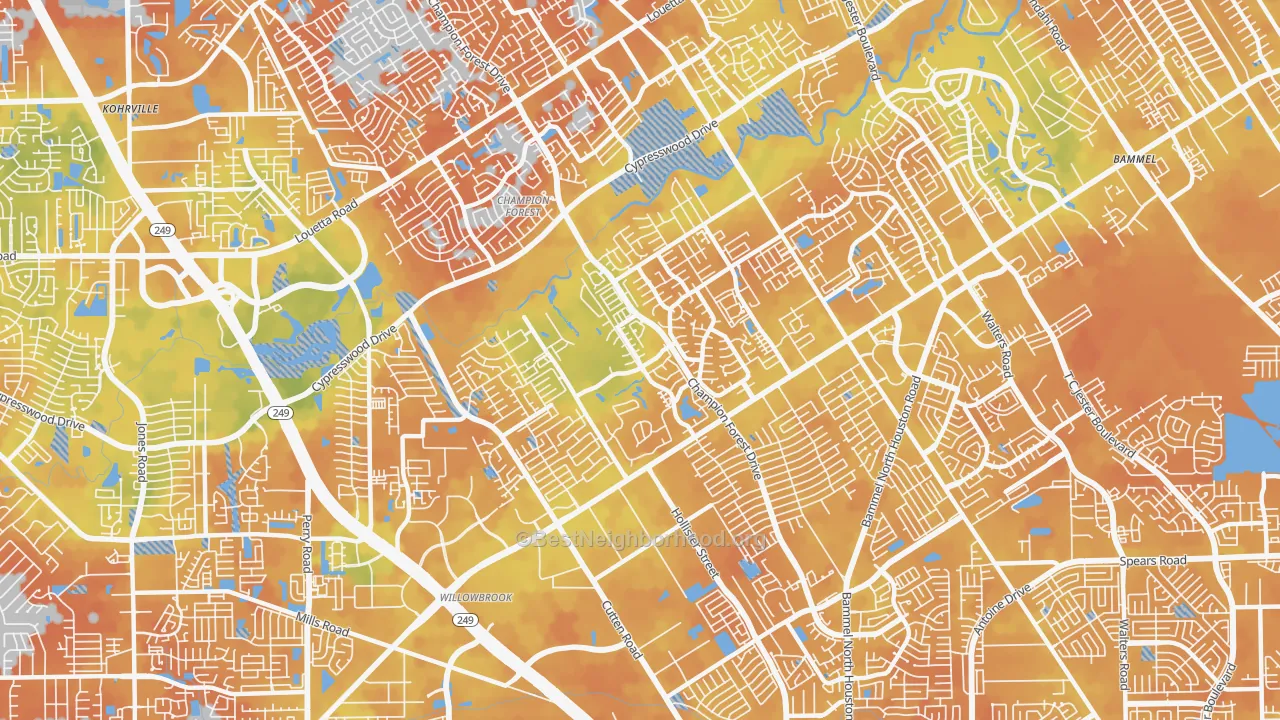 Bike Grade map of 77069, TX