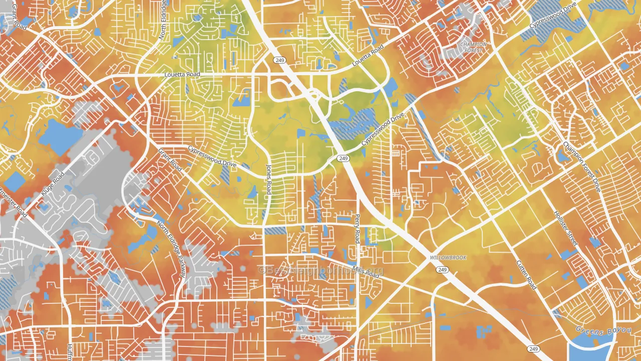 Bike Grade map of 77070, TX