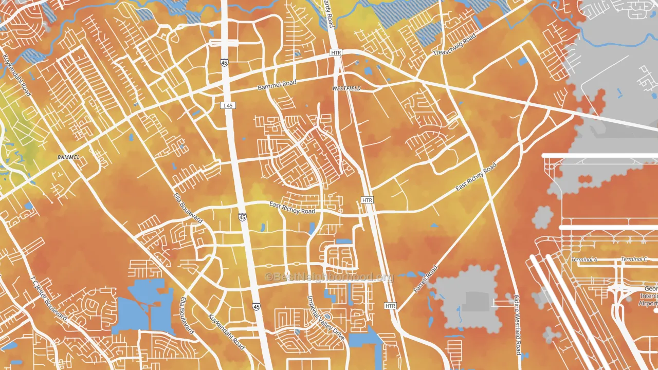 Bike Grade map of 77073, TX
