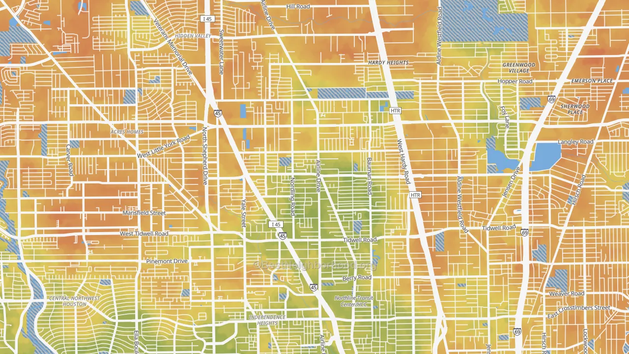Bike Grade map of 77076, TX
