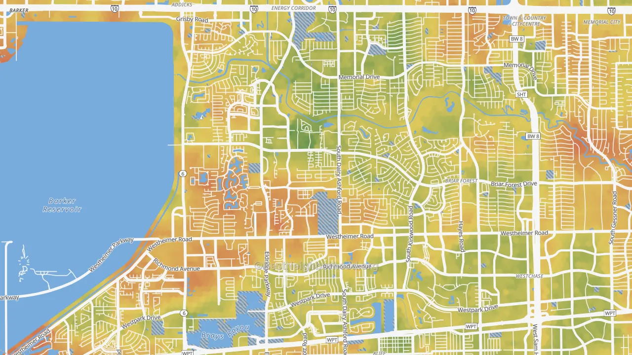 Bike Grade map of 77077, TX