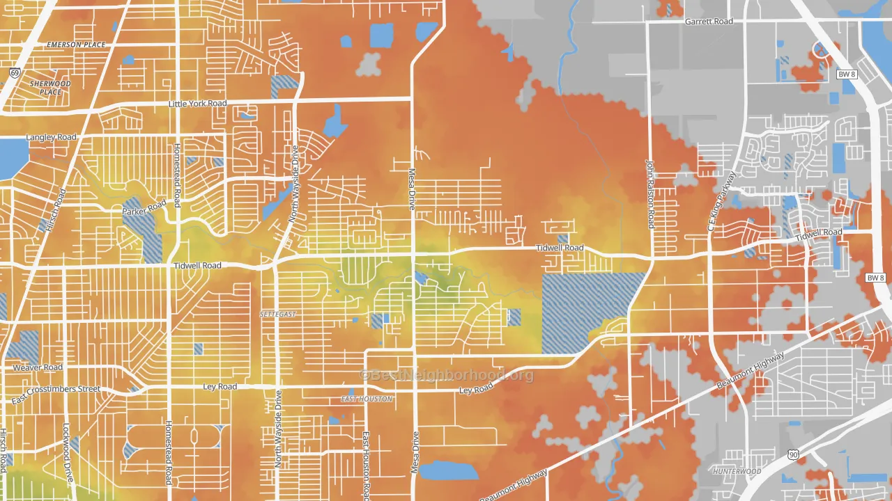 Bike Grade map of 77078, TX