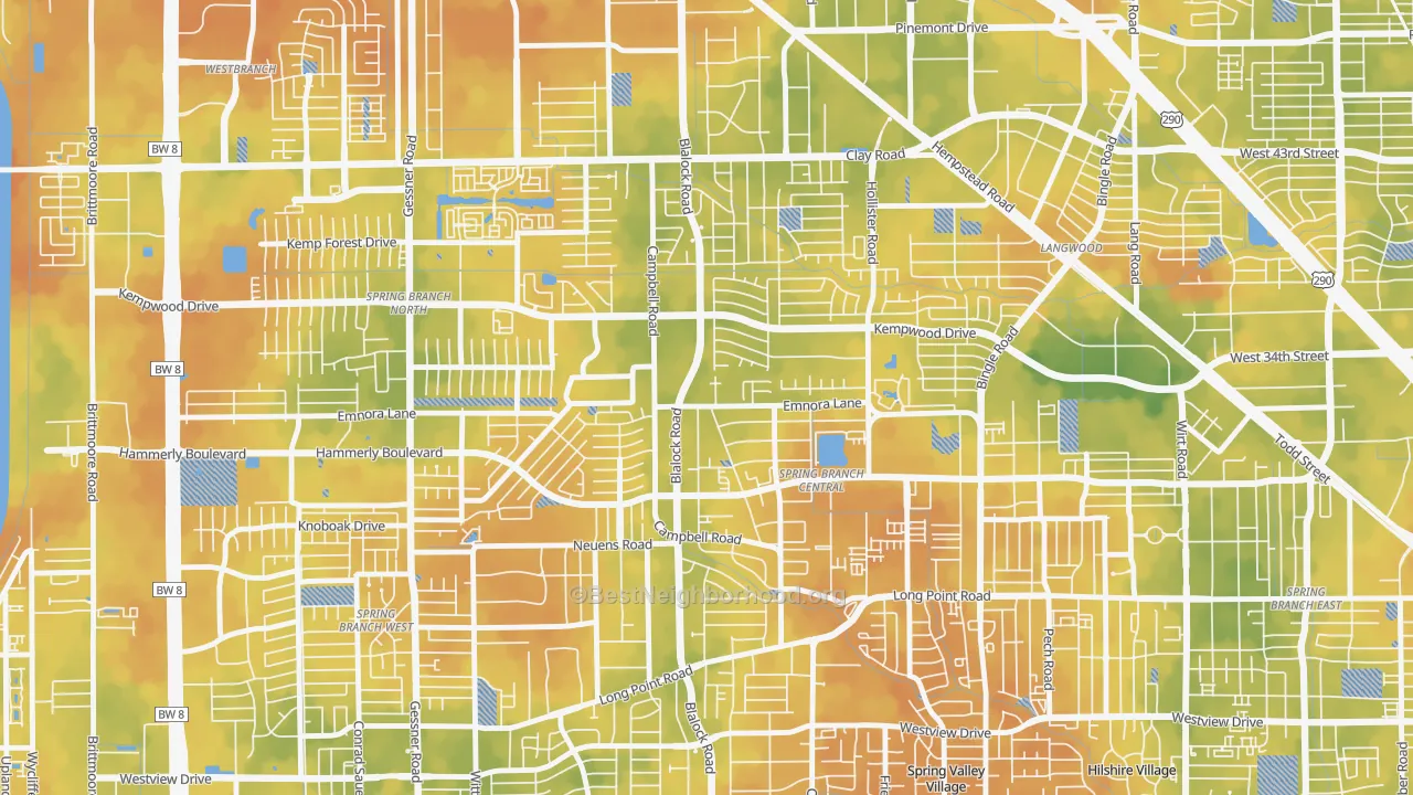Bike Grade map of 77080, TX