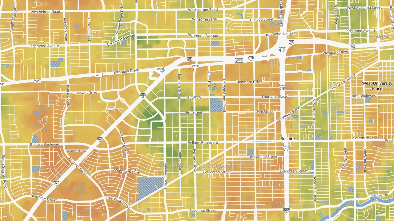 Bike Grade map of 77081, TX