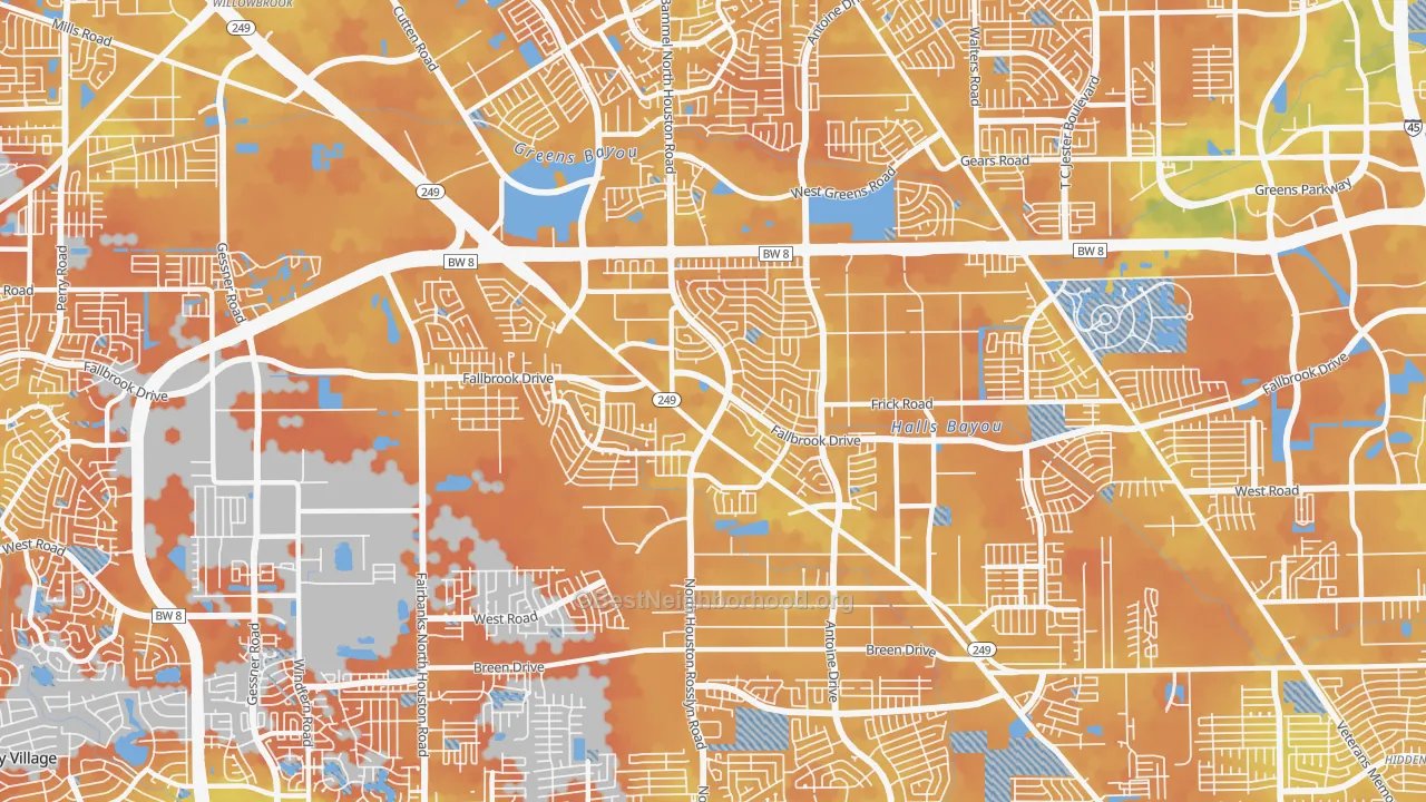 Bike Grade map of 77086, TX