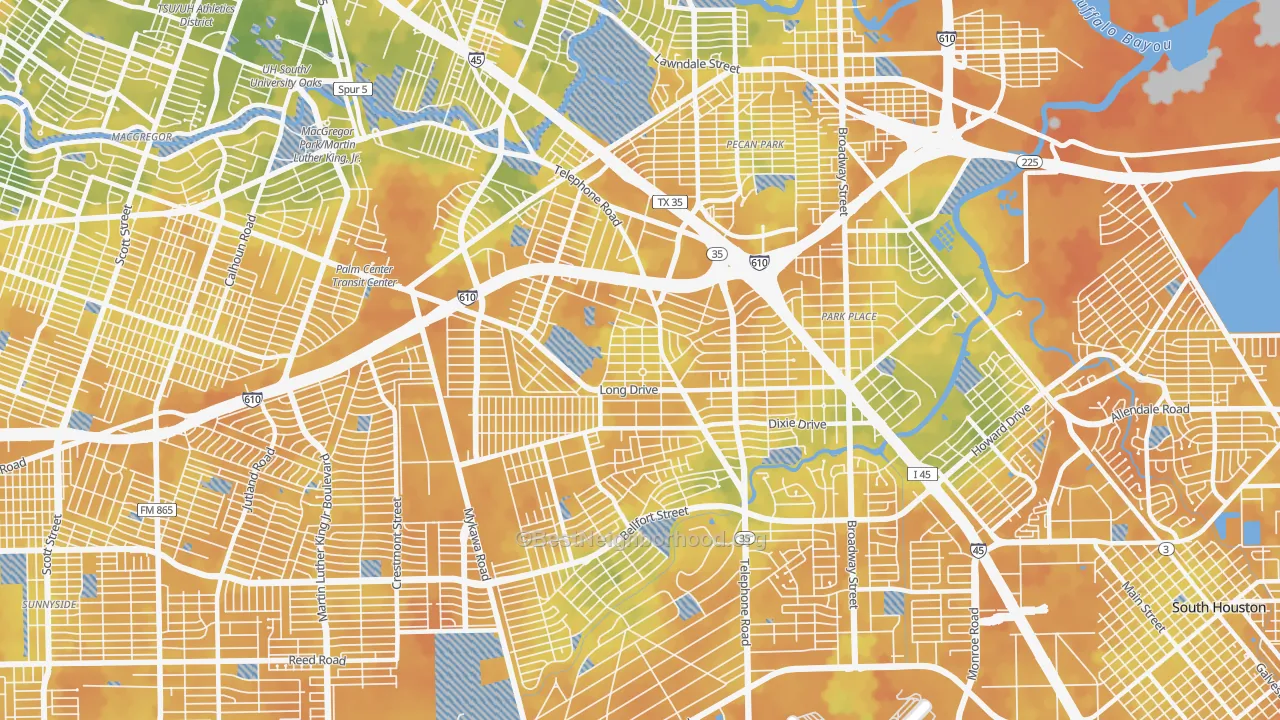 Bike Grade map of 77087, TX