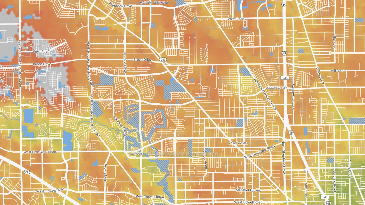 Bike Grade map of 77088, TX