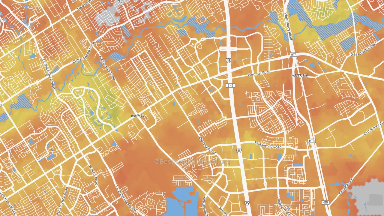 Bike Grade map of 77090, TX