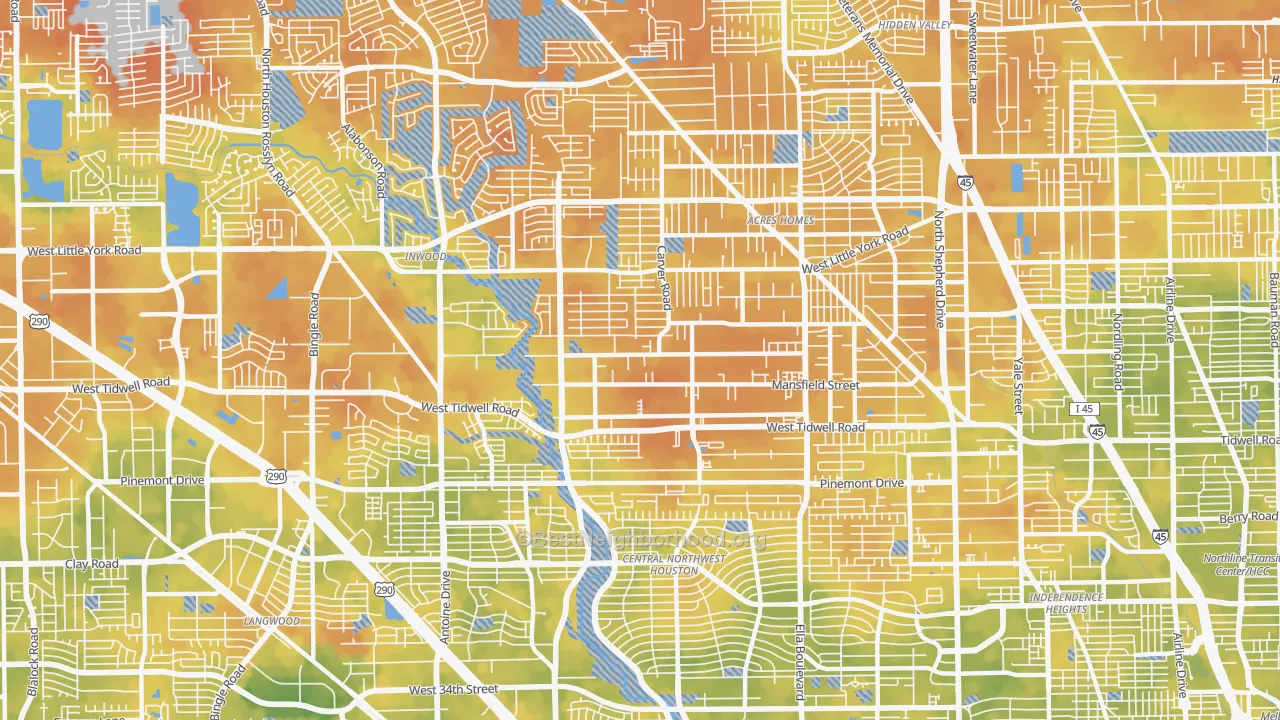 Bike Grade map of 77091, TX