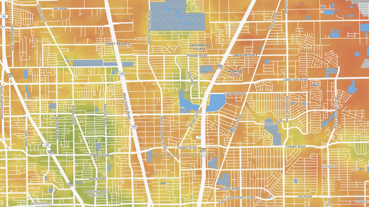 Bike Grade map of 77093, TX