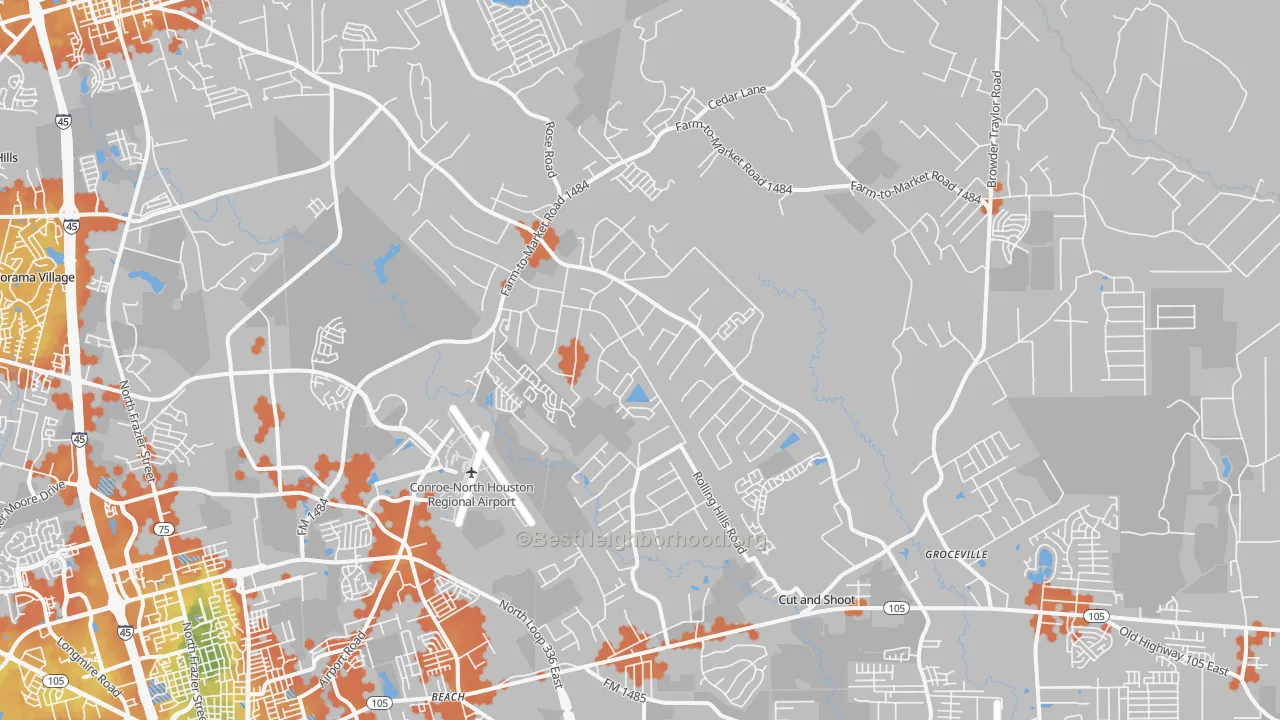 Bike Grade map of 77303, TX