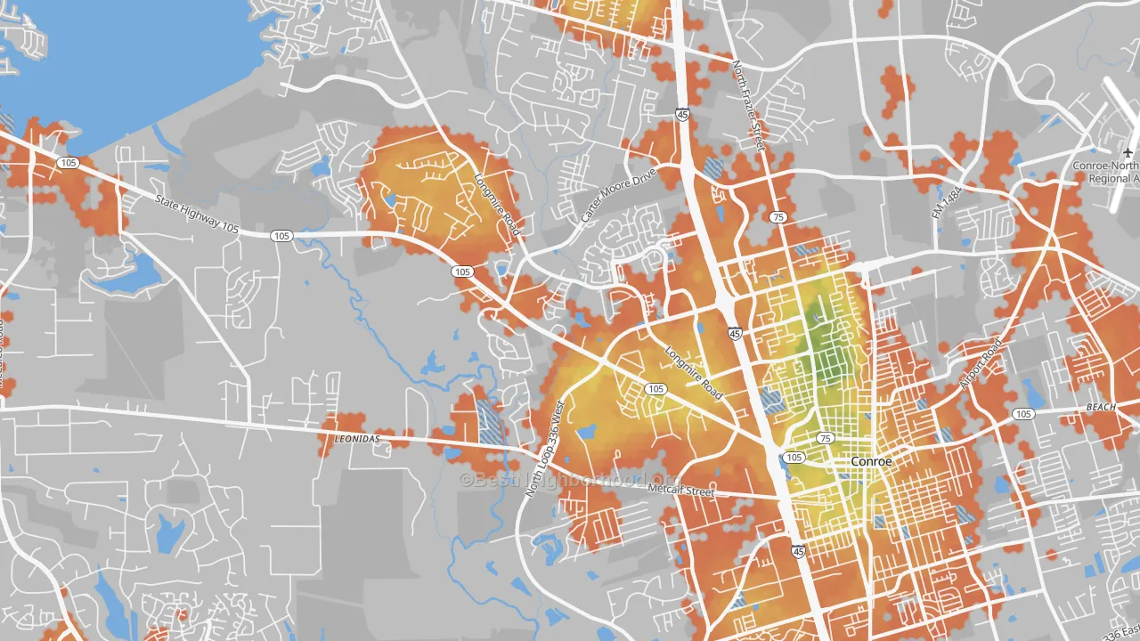 Bike Grade map of 77304, TX
