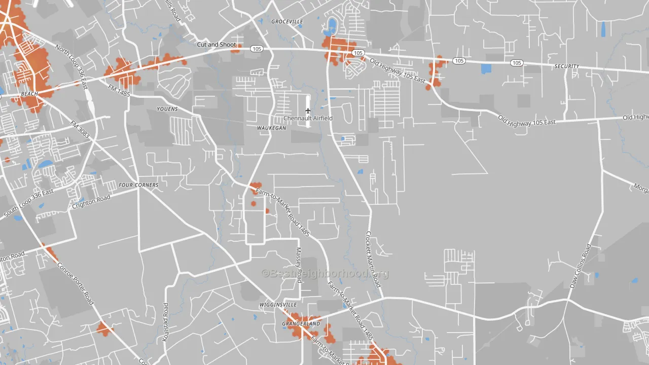 Bike Grade map of 77306, TX