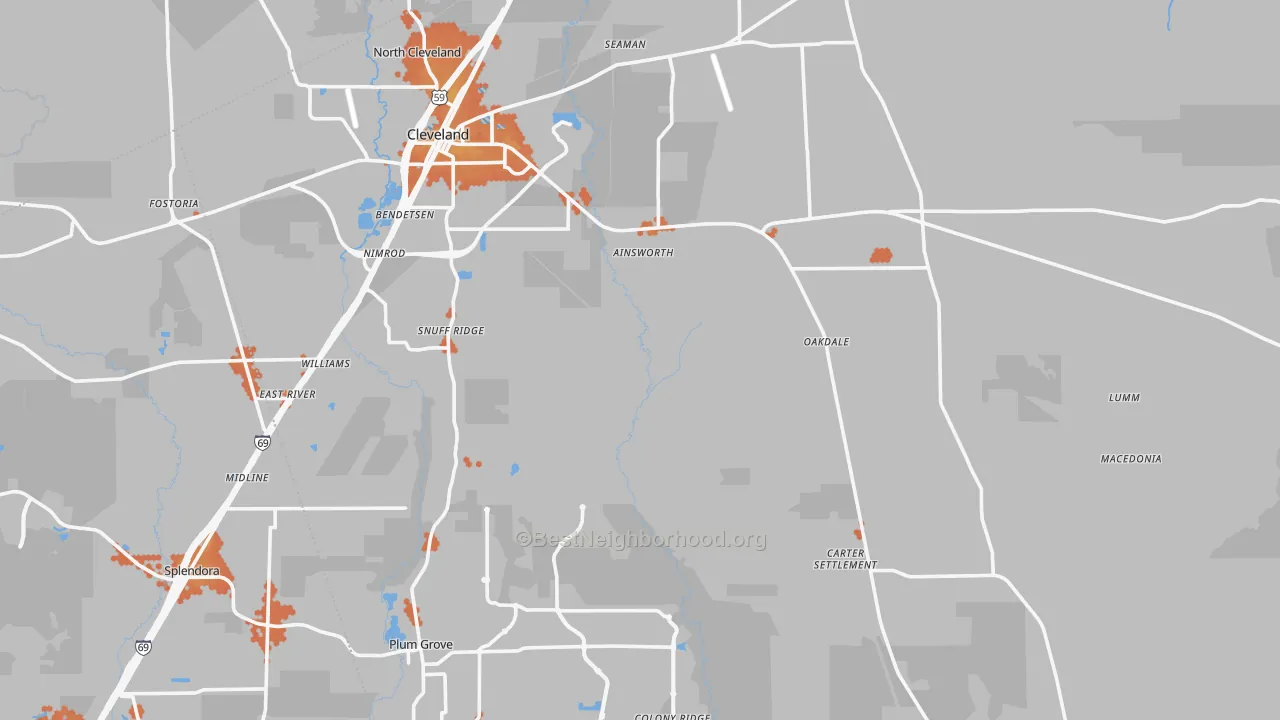 Bike Grade map of 77327, TX