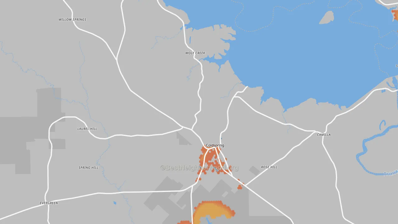 Bike Grade map of 77331, TX
