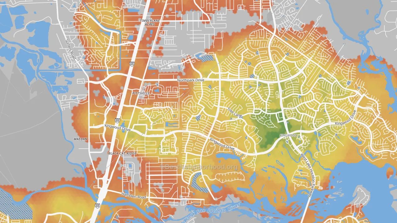 Bike Grade map of 77339, TX