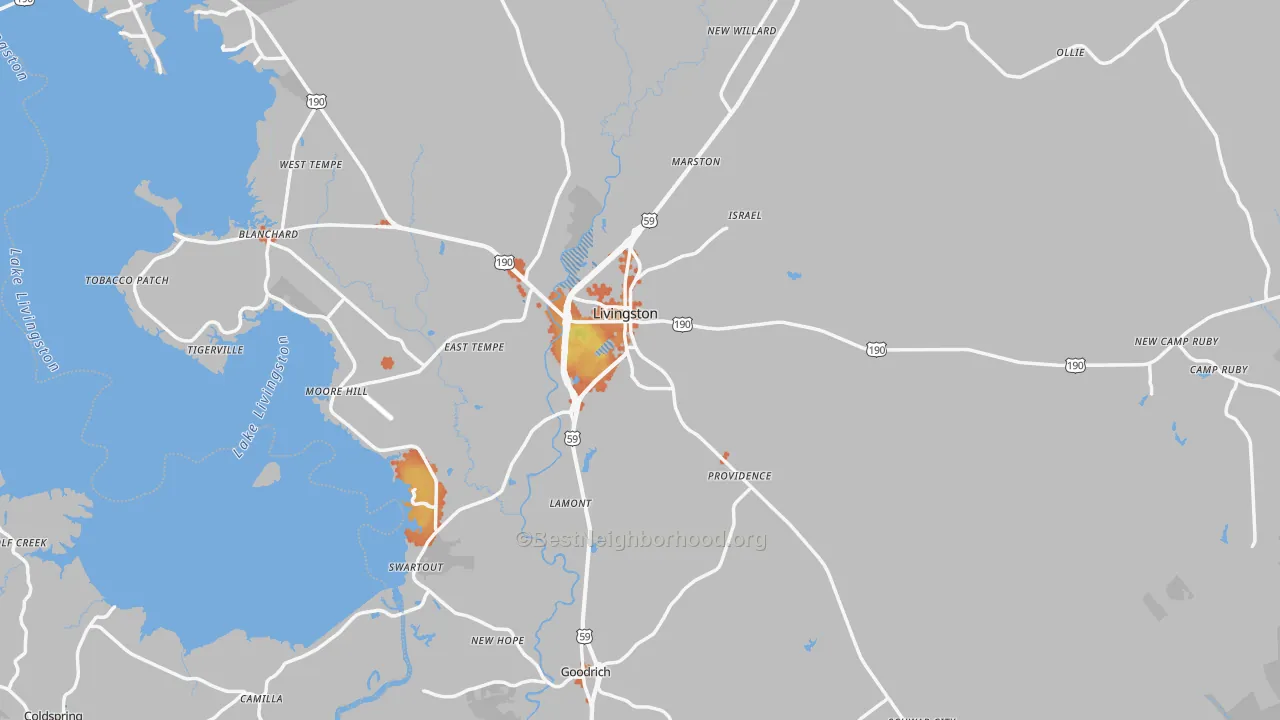 Bike Grade map of 77351, TX